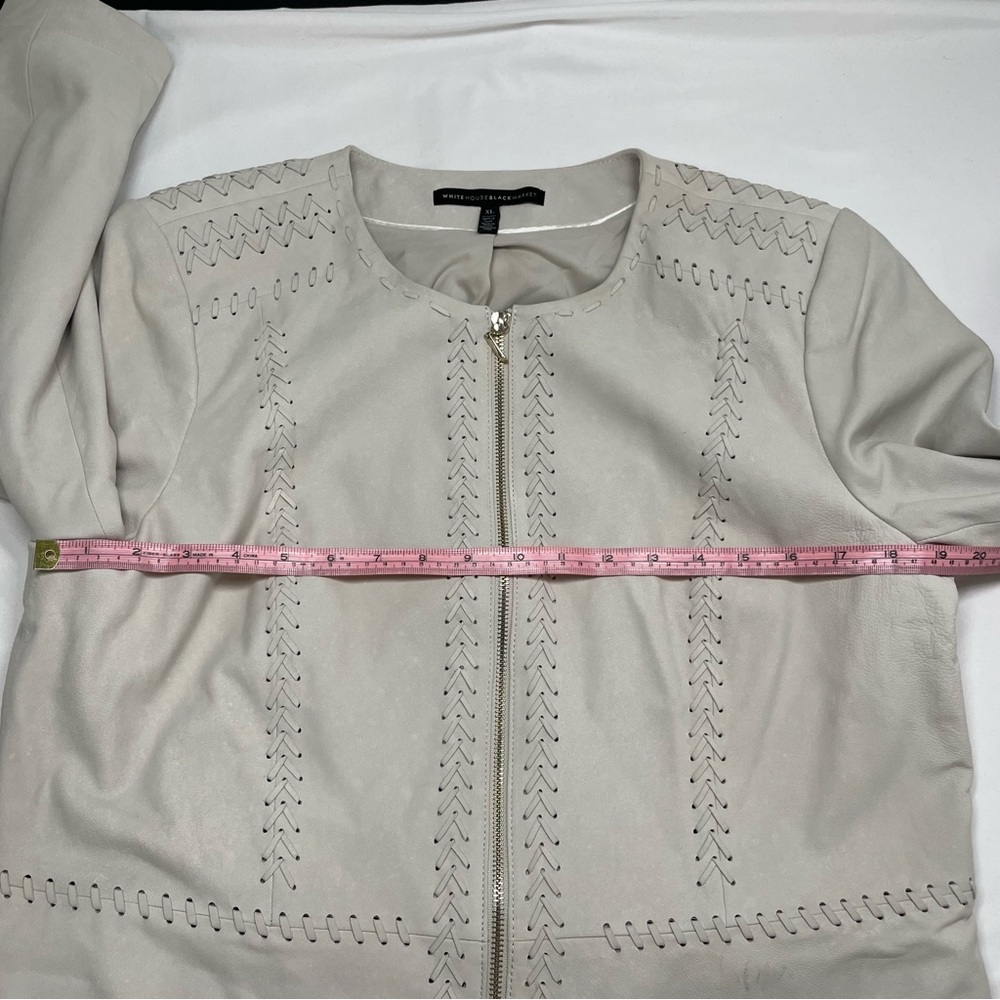 White House Black Market Cream Moto-Style Jacket | Whipstitch Detail | Size XL - Picture 9 of 11